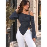 Defy Moda Sandy Büzgülü İspanyol Kol Bluz