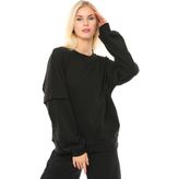 Defy's Kadın Bisiklet Yaka Kol Detaylı Oversize Fit Basic Sweatshirt Siyah - M