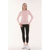 defys Kadın Bisiklet Yaka Uzun Kollu Regular Fit Basic Tişört Pembe