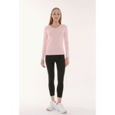 Defy's Kadın V Yaka Uzun Kollu Regular Fit Basic Tişört Pembe - XL