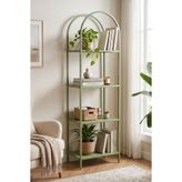 DEKOPRATİK Mona 40cm Kemerli Çok Amaçlı Metal Raf - Mint Yeşili Dekoratif Banyo, Mutfak ve Balkon Düzenleyici Kitaplık