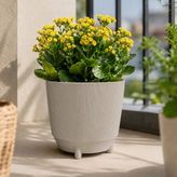 Dekoratif Ayaklı Saksı Luna 21 5 Lt 20X21 cm Çizgili Modern Plastik Saksı Iç ve Dış Mekan Kullanımı