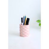 Dekoratif Geometrik Kalemlik | Modern Beton Organizer Vazo Saksı Diş Fırçalık Ofis Düzenleyici - Pembe