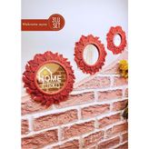 Dekoratif, Iskandinav 3-Lü Aynalı Duvar Süsü, Makrome Ayna Seti, Ev, Duvar, Dekoru, Süs Eşyası. Kiremit