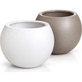 Dekoratif Saksı Seti 2'li (Mocha & Beyaz) Orta Boy Modern Küre Saksı – Salon ve Balkon Için Bi - Genel