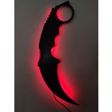 dekoraven Karambit Led Işıklı Ahşap Tablo kırmızı