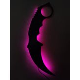 dekoraven Karambit Led Işıklı Ahşap Tablo pembe