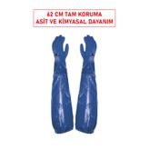 Delta Plus Deltaplus Petro766 Yüksek Kavrama Kimyasal ve Asit Dayanımlı PVS İş Eldiveni 62 cm Uzun Koruma