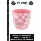 Delux Serisi Desenli Saksı 1,5 Lt No 2 Modern Botanik Tasarım - Çok Renkli