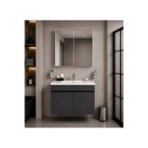 Demezler Home Modern 80 cm Antrasit MDF Hilton Banyo Dolabı Takımı Aynalı Seramik Lavabolu Alt ve Üst Dolap