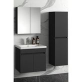 Demezler Mobilya Viena 80 cm Camlı Üst Modül ve Seramik Lavabolu, Mdf Banyo Dolabı Takımı - Antrasit