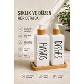 Denia Home 2'li Bambu Standlı Cam Sıvı Sabunluk