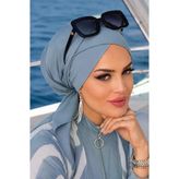 Deniz Grisi Çapraz Bantlı Deniz - Havuz Bonesi