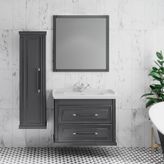 Denko Albatros 80 cm Mdf Gri Banyo Dolabı Takımı ve Boy Dolabı