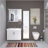 Denko Lotus 80 cm Mdf Üzeri Lake Banyo Takımı ve Boy Dolabı