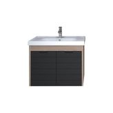 Denko Mostar 70 cm Siyah Alt Modül ve Lavabo Banyo Dolabı