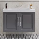 Denko Royal 90Cm Mdf Antrasit Gri Banyo Dolabı Alt Modül, Lavabo
