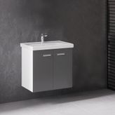 Denko Terra 60 cm Mdf Antrasit Gri Banyo Dolabı Alt Modül ve Lavabo