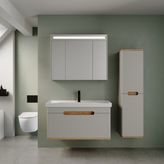 Denko Troy 100 cm Kül Gri Hazar Banyo Dolabı Takımı