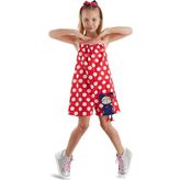 Denokids Kırmızı Puantiye Kız Çocuk Dokuma Tulum