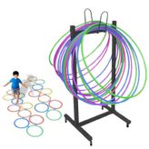 Depolama Standı, Hula Hoops ve Atlama Halatları için Taşınabilir Spor Ekipmanları Tutucu, Engelli Kurslar ve Spor Salonu Depolaması için İdeal, PE Faaliyetleri için Stand Up Arabası Standı
