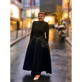 Deri Cepli Kloş Uzun Etek - Siyah - M