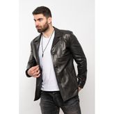Deri Effect Erkek Hakiki Deri Mont - 3XL - Siyah