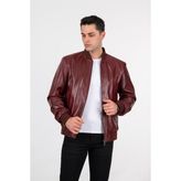 Deri Effect Erkek Kolej Model Hakiki Deri Ceket bordo