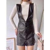 Deri jile elbise kahve w24796