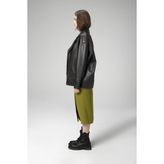 Dericlub WM019 Oversize Biker Deri Siyah Kadın Mont