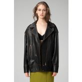 Dericlub Wm019 Oversize Biker Hakiki Deri Kadın Mont