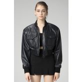 Dericlub WM036 Ribanalı Gerçek Deri Crop Mont