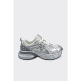 Derinet Bağcıklı Comfort Taban Kadın Sneaker - Gümüş