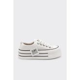 Derinet Bağcıklı Kadın Sneaker - Bej