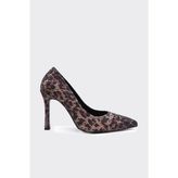 Derinet Damla Taşlı Kadın Stiletto - Leopar