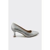 Derinet Elera Taşlı Topuklu Stiletto - Gümüş