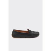 Derinet Hakiki Deri Comfort Taban Kadın Loafer - Siyah