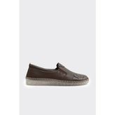 Derinet Hakiki Deri Kadın Loafer - Kahve