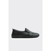 Derinet Hakiki Deri Kadın Loafer - Siyah