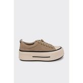 Derinet Kalın Taban Kadın Sneaker - Bej