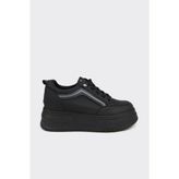 Derinet Kalın Tabanlı Kadın Sneaker - Siyah