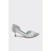 Derinet Melina Kısa Topuklu Stiletto - Gümüş