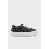 Derinet Örgü Desenli Kadın Sneaker - Siyah