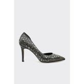 Derinet Taşlı Dekolteli Kadın Stiletto - Siyah