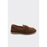 Derinet Tokalı Kadın Loafer - Tütün - Süet
