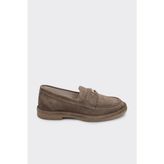 Derinet Tokalı Kadın Loafer - Vizon Süet