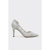 Derinet Tül Dantelli Kadın Stiletto - Gümüş