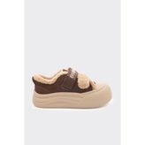 Derinet Yüksek Taban Cırtlı Kadın Sneaker - Kahve