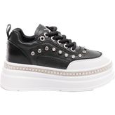 Derinet Yüksek Taban Taşlı Kadın Sneaker - Siyah