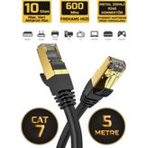 Derwell 5 Metre 5mt Yeni Nesil RJ45 Kablo CAT7U/FTP Altın Kaplama Korumalı 10 Gigabit/s Ağ Lan Ethernet Kablosu 600 Mhz Premium Metal Zırhlı RJ45 Kablo